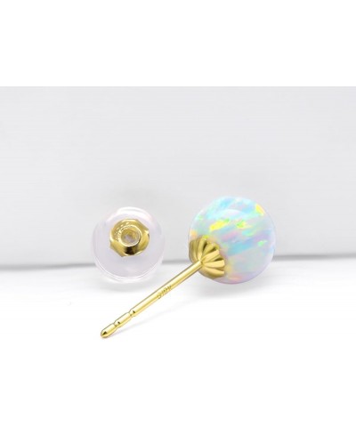 18K Gold Simulated Opal Stud Earrings for Women, Fine 14 Karat Gold Jewelry Gifts for Her Yellow Gold (5 mm) $30.80 Earrings