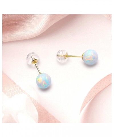 18K Gold Simulated Opal Stud Earrings for Women, Fine 14 Karat Gold Jewelry Gifts for Her Yellow Gold (5 mm) $30.80 Earrings