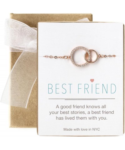 Best Friend Gift, Friendship Necklace - Interlocking Circles Pendant Necklace in Silver, Rose Gold, Gold BRACELET - ROSE GOLD...