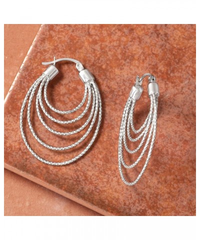 Sterling Silver Diamond-Cut Multi-Hoop Earrings $33.29 Earrings