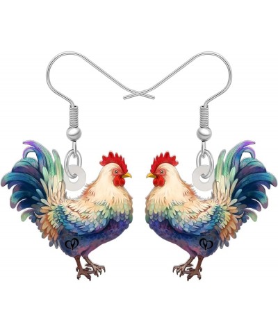 Acrylic Cute Hen Rooster Chicken Farm Animal Earrings for Women Girls Hypoallergenic Dangle Hook Earrings Jewelry Gifts for C...