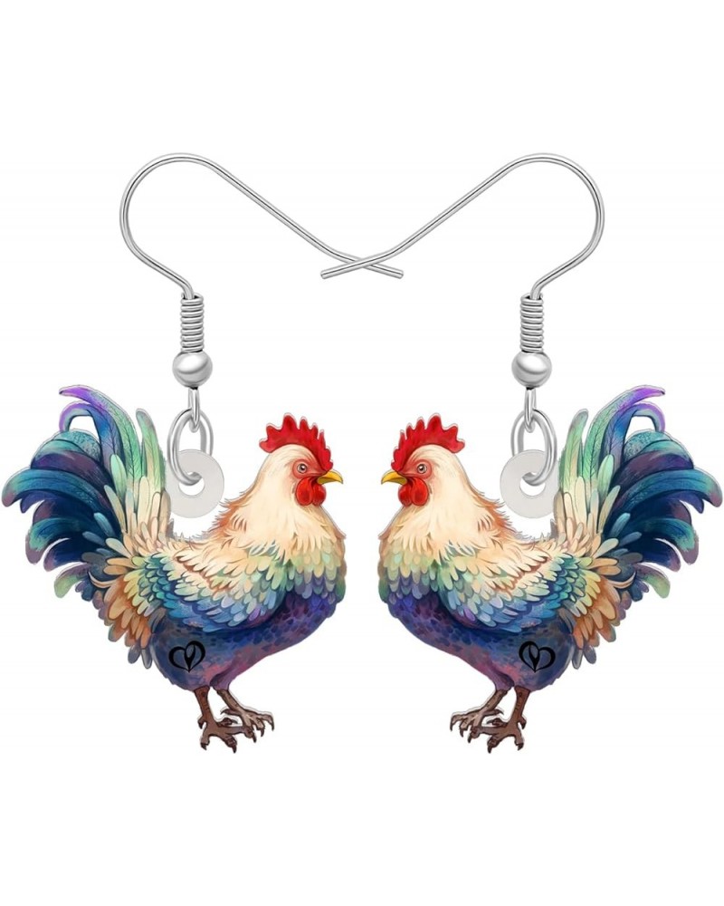 Acrylic Cute Hen Rooster Chicken Farm Animal Earrings for Women Girls Hypoallergenic Dangle Hook Earrings Jewelry Gifts for C...