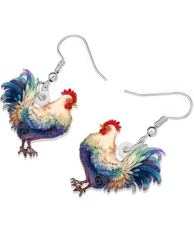 Acrylic Cute Hen Rooster Chicken Farm Animal Earrings for Women Girls Hypoallergenic Dangle Hook Earrings Jewelry Gifts for C...