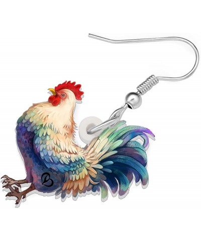 Acrylic Cute Hen Rooster Chicken Farm Animal Earrings for Women Girls Hypoallergenic Dangle Hook Earrings Jewelry Gifts for C...