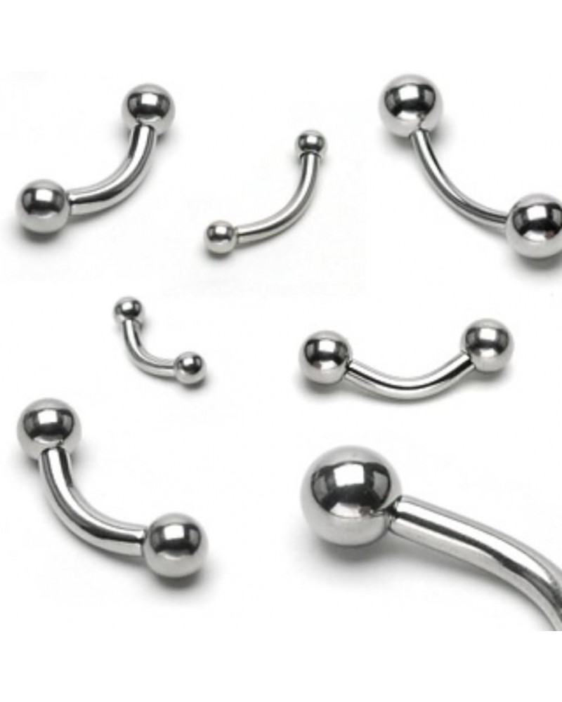 Ball 316L Surgical Steel Curved Barbell 16GA, Length: 14mm, Ball Size: 4mm $8.24 Body Jewelry