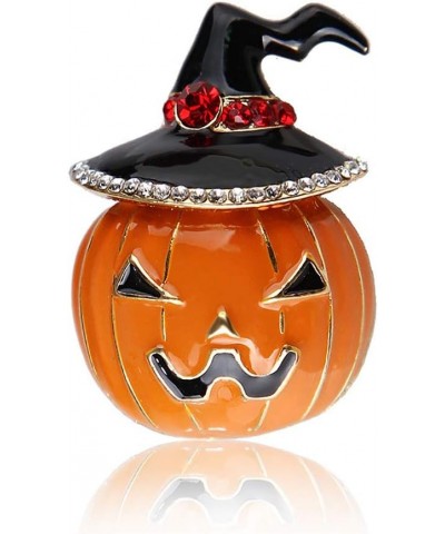 Halloween Enamel Pumpkin Brooch Pins, Cute Funny Rhinestone Hat Witch Pin Jewelry Accessory for Men Women $6.00 Brooches & Pins