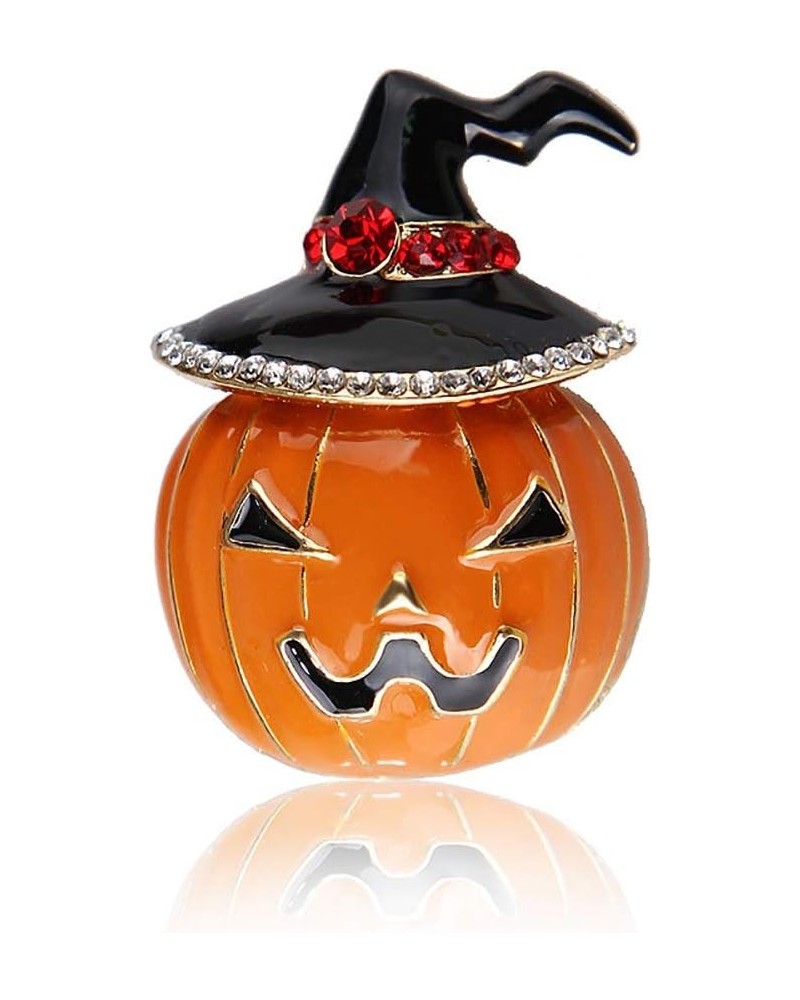 Halloween Enamel Pumpkin Brooch Pins, Cute Funny Rhinestone Hat Witch Pin Jewelry Accessory for Men Women $6.00 Brooches & Pins