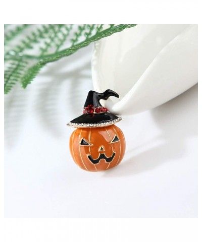 Halloween Enamel Pumpkin Brooch Pins, Cute Funny Rhinestone Hat Witch Pin Jewelry Accessory for Men Women $6.00 Brooches & Pins