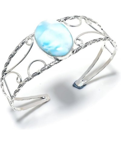 Republic Larimar Gemstone Handmade 925 Sterling Silver Cuff Bracelet Adjustable MQ-5120 $16.10 Bracelets