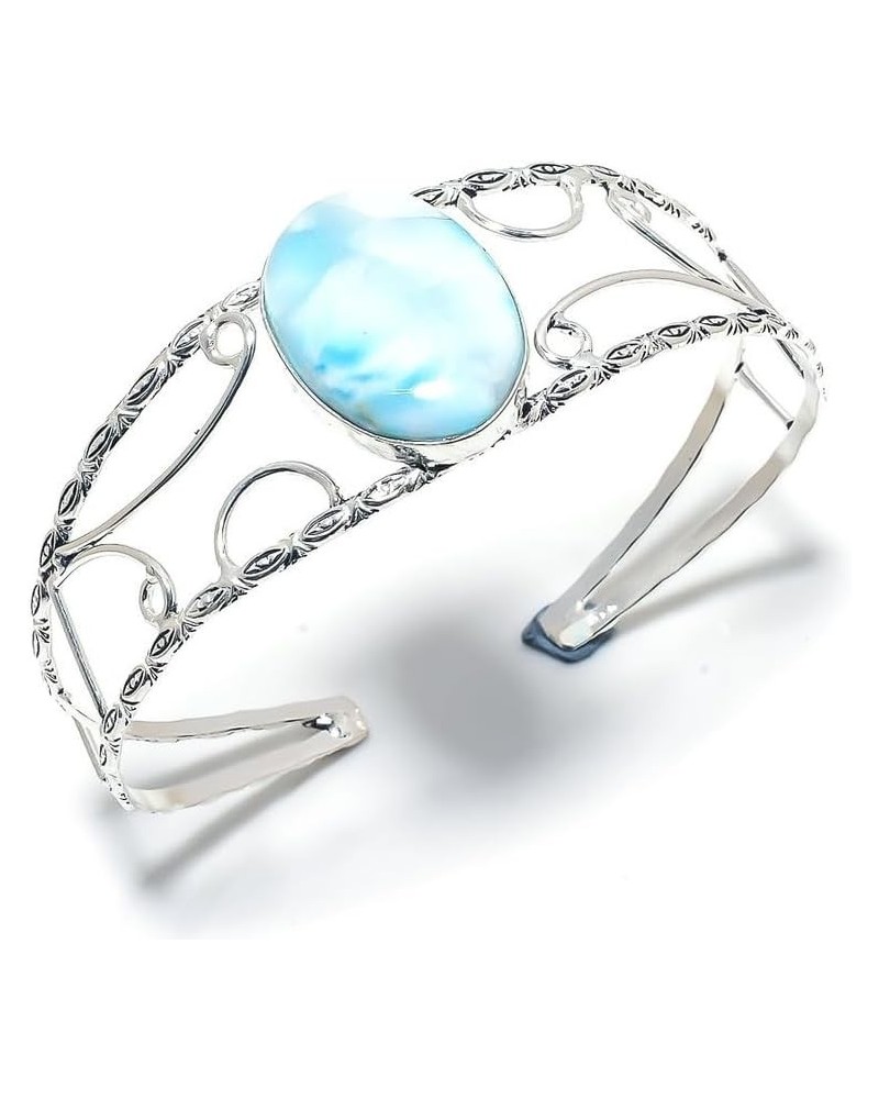 Republic Larimar Gemstone Handmade 925 Sterling Silver Cuff Bracelet Adjustable MQ-5120 $16.10 Bracelets