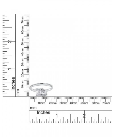 1 Carat 6X4MM Emerald Shape & 7X5MM Pear Cut Lab Created Moissanite Diamond Toi Et Moi 2-Stone Engagement Promise Ring For Wo...