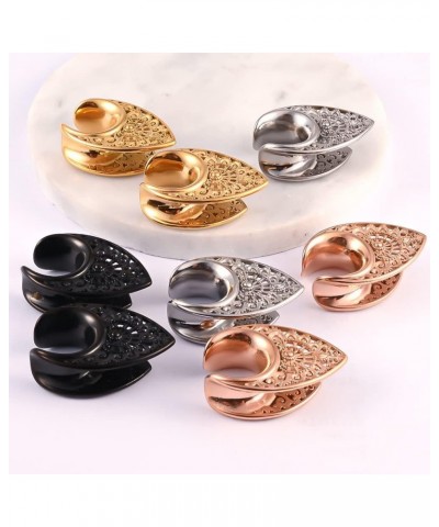 2 PCS 6mm-25mm Fashion Hollowed 316 Stainless Steel Beautiful Ear Plugs Tunnels Gauges Stretcher Piercing Body Jewelry 14mm(9...