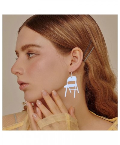 Funny Fight Folding Chair Dangle Earrings for Women Girls Colorful Chair Shape Resin Acrylic Drop Earrings Creative Fashion A...