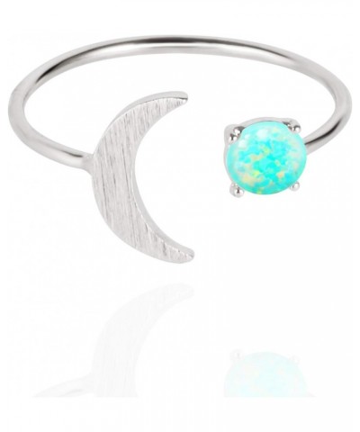 18K Rose/White/Yellow Gold Plated Moon Opal Ring, White/Green/Pink Opal, Adjustable Size White Gold $10.63 Rings