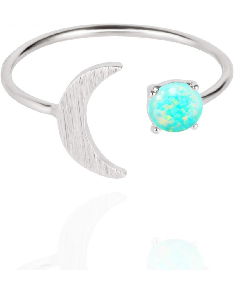 18K Rose/White/Yellow Gold Plated Moon Opal Ring, White/Green/Pink Opal, Adjustable Size White Gold $10.63 Rings