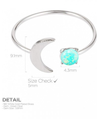 18K Rose/White/Yellow Gold Plated Moon Opal Ring, White/Green/Pink Opal, Adjustable Size White Gold $10.63 Rings