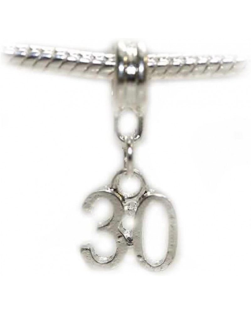 Number Charms to Choose from 0-9 and Numbers 16,18,21,30,40, and 50 Silver Tone Numbers Dangle Charm for Snake Chain Bracelet...