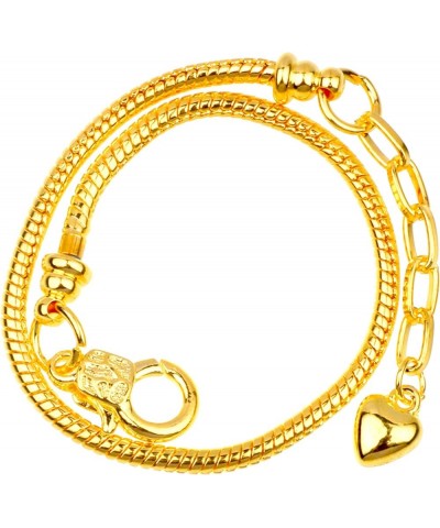 5pcs Silver Color Heart Lobster European Style Snake Chain Bracelets fit Charm Beads 7.1 18 CM Gold $8.63 Bracelets