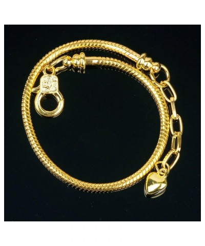 5pcs Silver Color Heart Lobster European Style Snake Chain Bracelets fit Charm Beads 7.1 18 CM Gold $8.63 Bracelets