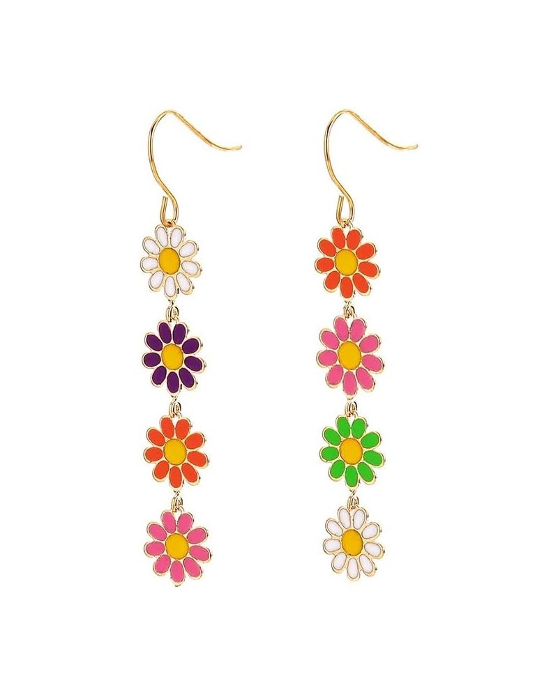 Daisy Earrings for Women Cute Daisy Flower Dangle Earrings White Yellow Sunflower Floral Earrings Jewelry for Girls A:Colorfu...