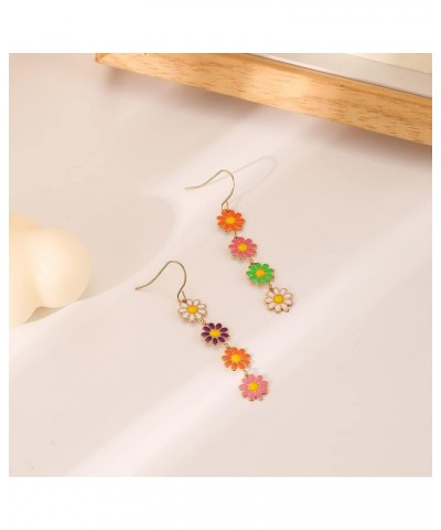 Daisy Earrings for Women Cute Daisy Flower Dangle Earrings White Yellow Sunflower Floral Earrings Jewelry for Girls A:Colorfu...