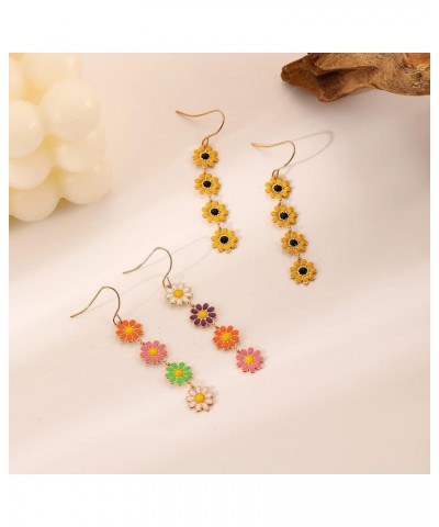 Daisy Earrings for Women Cute Daisy Flower Dangle Earrings White Yellow Sunflower Floral Earrings Jewelry for Girls A:Colorfu...