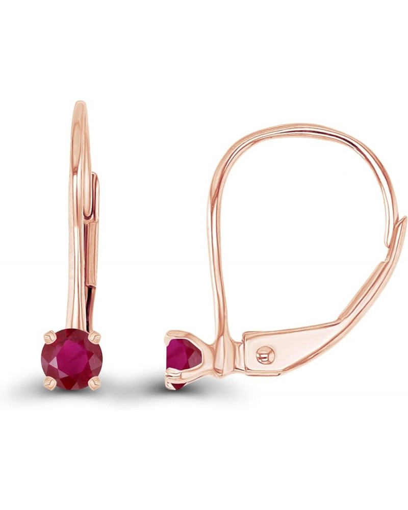 14k Gold Plated 925 Sterling Silver 3mm Round Hypoallergenic Genuine Birthstone Leverback Earrings Ruby Genuine Rose Gold $19...