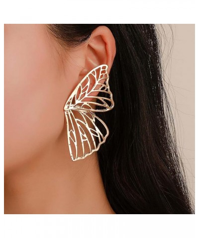 Fashion Hollow Big Butterfly Drop Dangle Earrings Gold Exaggerated Butterfly Wings Personality Stud Earrings for Women Girls ...