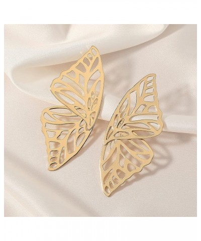 Fashion Hollow Big Butterfly Drop Dangle Earrings Gold Exaggerated Butterfly Wings Personality Stud Earrings for Women Girls ...