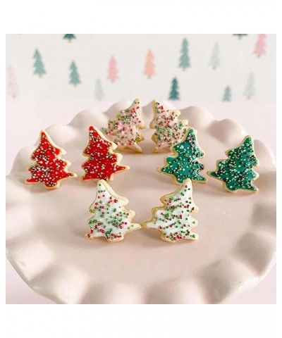 Cute Christmas Earrings for Women Christmas Tree Cake Earrings Zircon Christmas Tree Earrings Christmas Light Earrings Stocki...