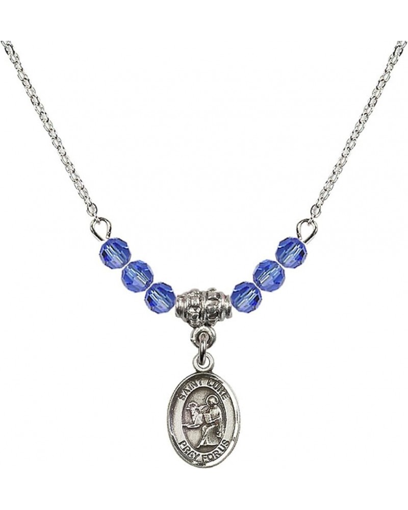 September Birth Month Bead Necklace with Catholic Patron Saint Petite Charm, 18 Inch Saint Luke the Apostle $27.25 Necklaces