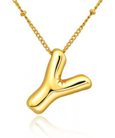 Bubble Initial Necklace Gold Plated Balloon Letter Pendant Trendy Alphabet A-Z Name Jewelry Puff Initials Choker Necklaces Va...