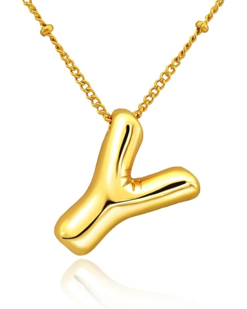 Bubble Initial Necklace Gold Plated Balloon Letter Pendant Trendy Alphabet A-Z Name Jewelry Puff Initials Choker Necklaces Va...