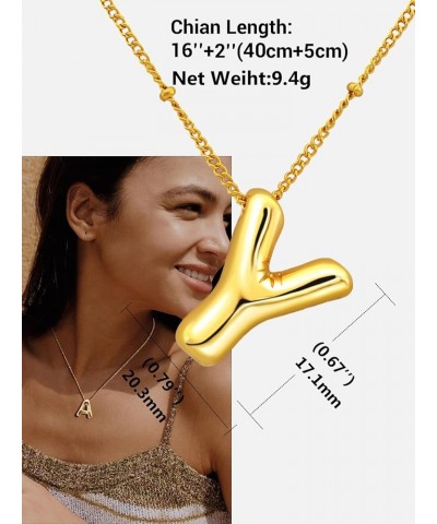 Bubble Initial Necklace Gold Plated Balloon Letter Pendant Trendy Alphabet A-Z Name Jewelry Puff Initials Choker Necklaces Va...