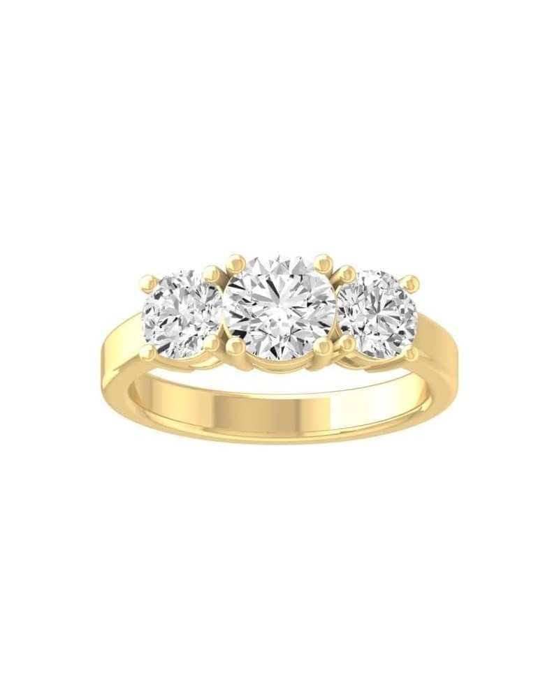 1 Carat - 2 Carat Lab Grown Diamond Three-Stone Ring for Women |14K Yellow or White Gold Wedding Engagement Band Ring | D-E C...