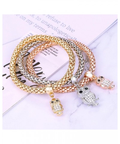 Multilayer Bracelets for Women 3PCS Gold/Silver/Rose Gold Bracelets set for Women Multi layer Elastic Bracelets for Women wit...