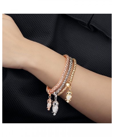 Multilayer Bracelets for Women 3PCS Gold/Silver/Rose Gold Bracelets set for Women Multi layer Elastic Bracelets for Women wit...