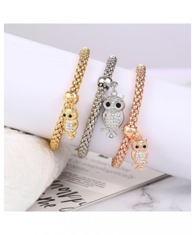 Multilayer Bracelets for Women 3PCS Gold/Silver/Rose Gold Bracelets set for Women Multi layer Elastic Bracelets for Women wit...