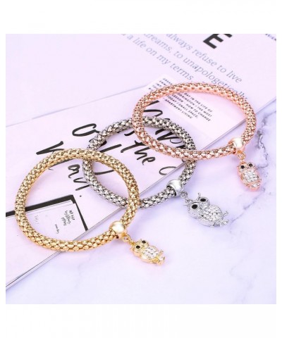 Multilayer Bracelets for Women 3PCS Gold/Silver/Rose Gold Bracelets set for Women Multi layer Elastic Bracelets for Women wit...