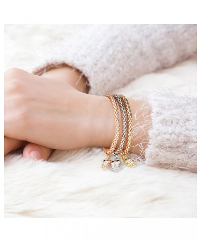 Multilayer Bracelets for Women 3PCS Gold/Silver/Rose Gold Bracelets set for Women Multi layer Elastic Bracelets for Women wit...