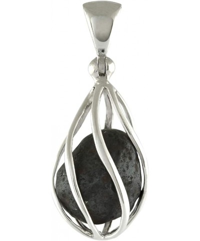 Gemstone teardrop Style Cage Pendant Sterling Silver Agoudal Meteorite $32.54 Pendants