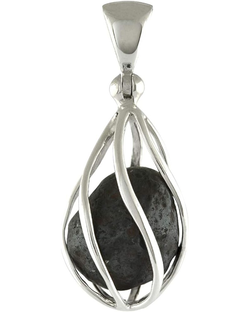 Gemstone teardrop Style Cage Pendant Sterling Silver Agoudal Meteorite $32.54 Pendants