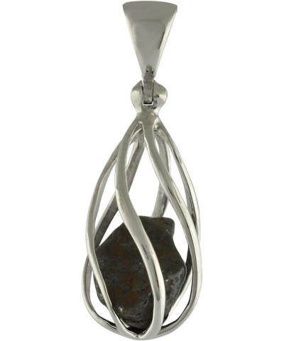 Gemstone teardrop Style Cage Pendant Sterling Silver Agoudal Meteorite $32.54 Pendants