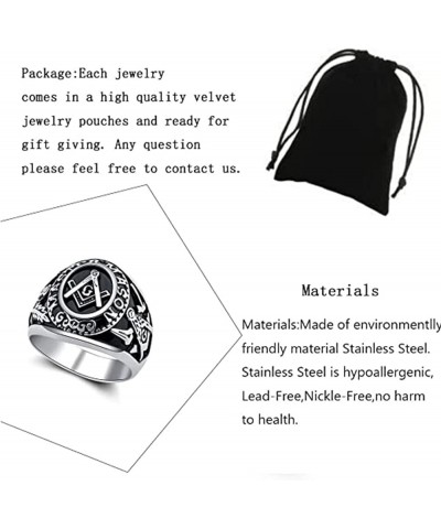 Freemason Gifts Masonic Biker Rings Masonic Master Mason Ring Freemason Signet Style Jewelry Mason Signet Band Jewelry Freema...