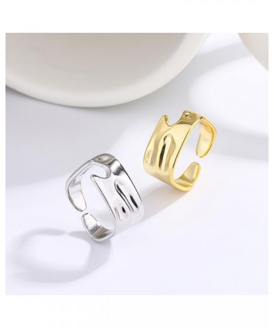 Unique Irregular Wide Statement Ring for Women Girls Geommetric Adjustable Stacking Open Finger Rings Eternity Promise Bands ...