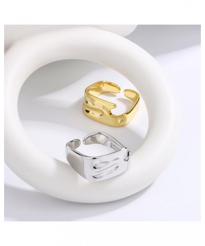 Unique Irregular Wide Statement Ring for Women Girls Geommetric Adjustable Stacking Open Finger Rings Eternity Promise Bands ...