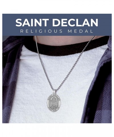 Saint Declan Oval Religious Medal - in Sterling Silver and 10K or 14K Gold 2/3 x 3/4 Inch Medal With Engraving Solid 10k Yell...