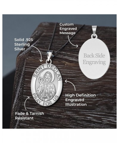 Saint Declan Oval Religious Medal - in Sterling Silver and 10K or 14K Gold 2/3 x 3/4 Inch Medal With Engraving Solid 10k Yell...