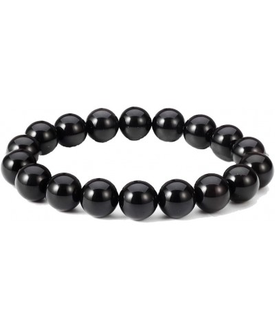 Natural Healing Crystal Beads Bracelet Gemstone Couple Adjustable Gift Bracelet 10MM Obsidian $8.39 Bracelets