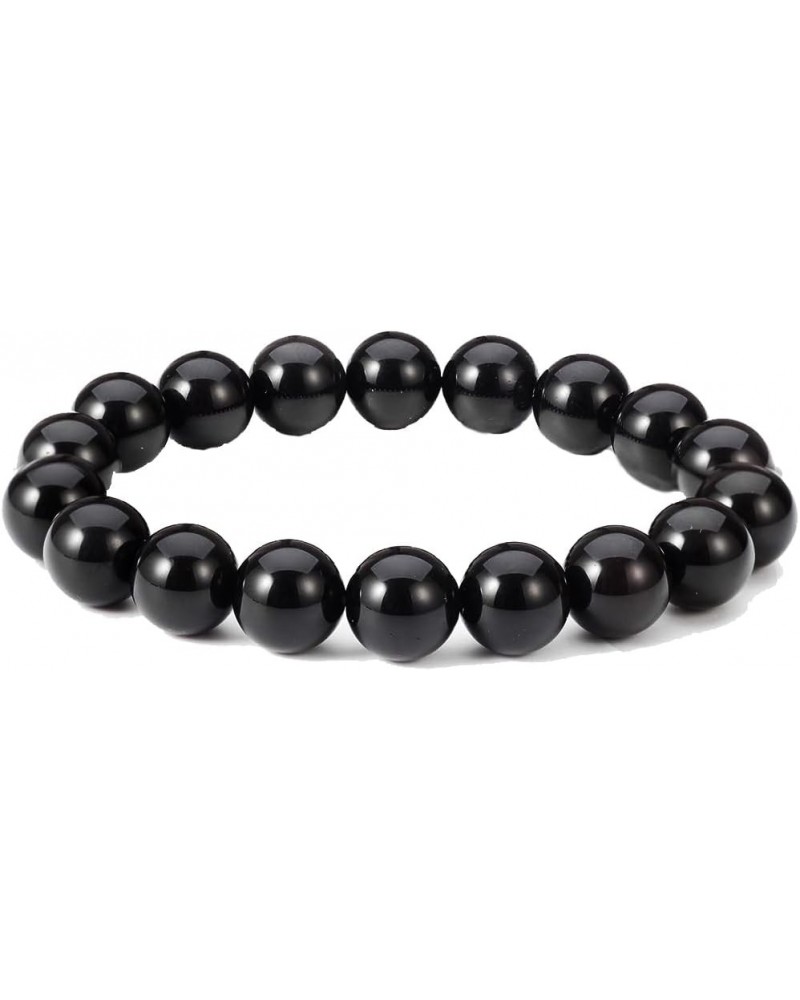 Natural Healing Crystal Beads Bracelet Gemstone Couple Adjustable Gift Bracelet 10MM Obsidian $8.39 Bracelets